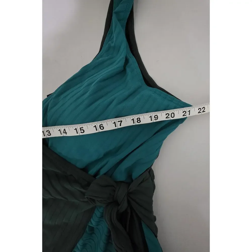 Sundance Emi Wrap Swimsuit Two-Tone Green Teal XXL NWOT